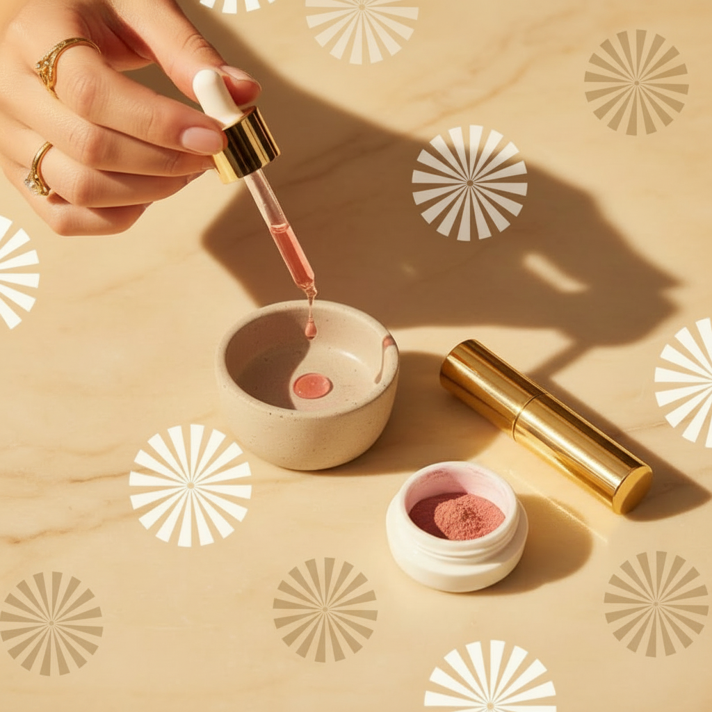 MARMARSO beauty pigments and applicator in warm sunlight